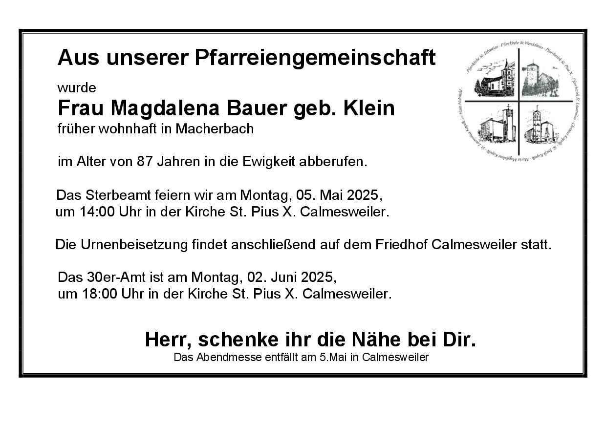 Magdalena Bauer geb. Klein
