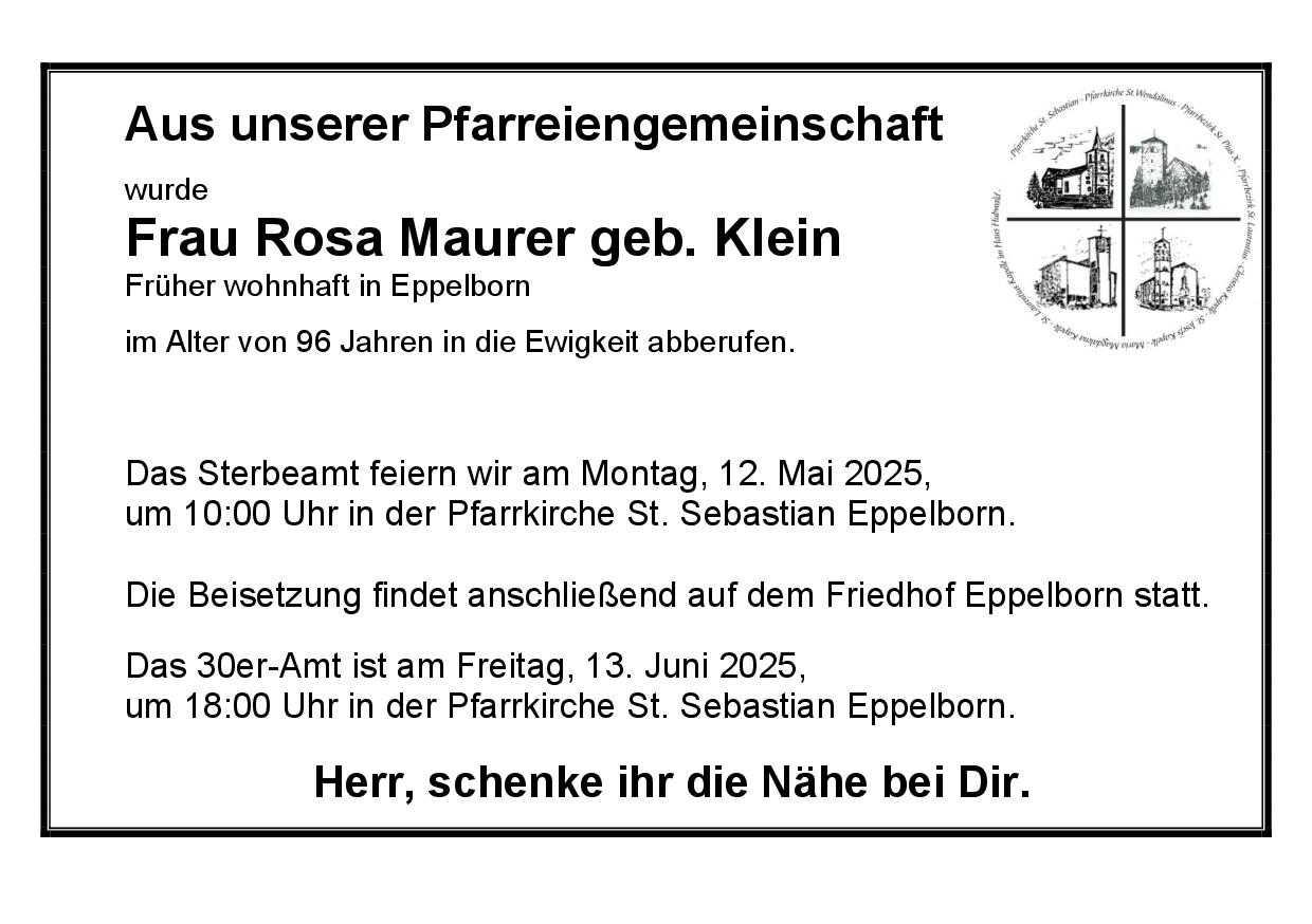Maurer Rosa geb. Kein