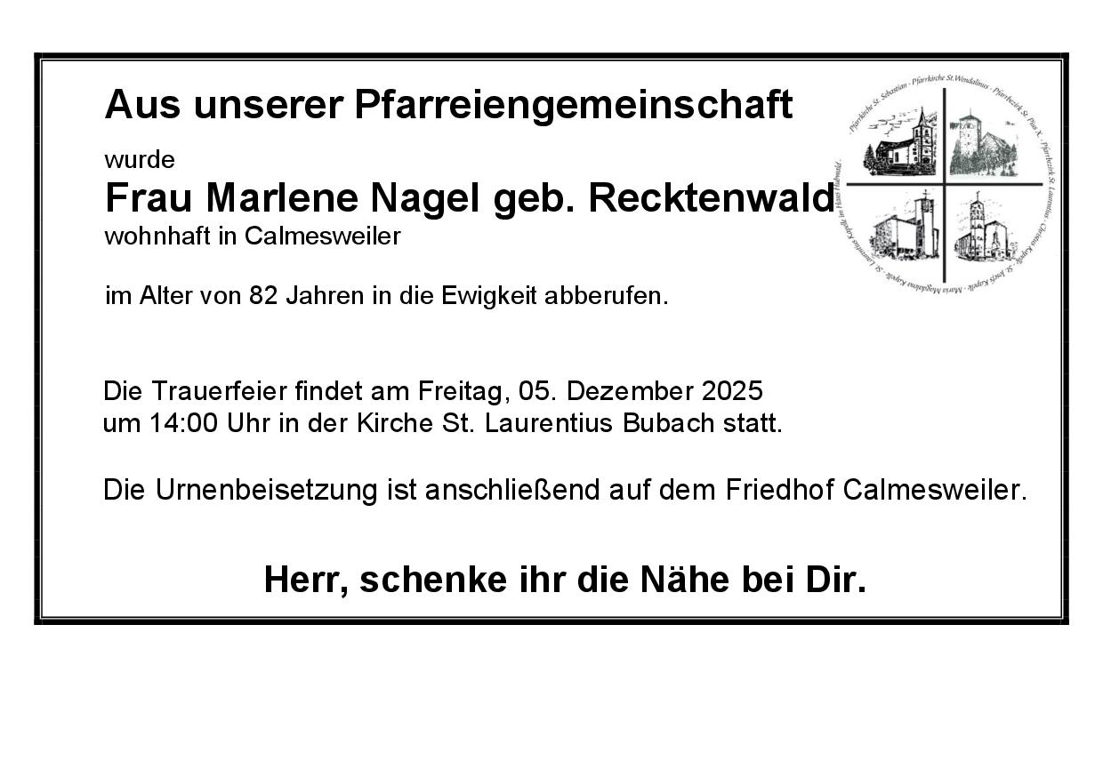Nagel, Marlene geb. Reckenwald