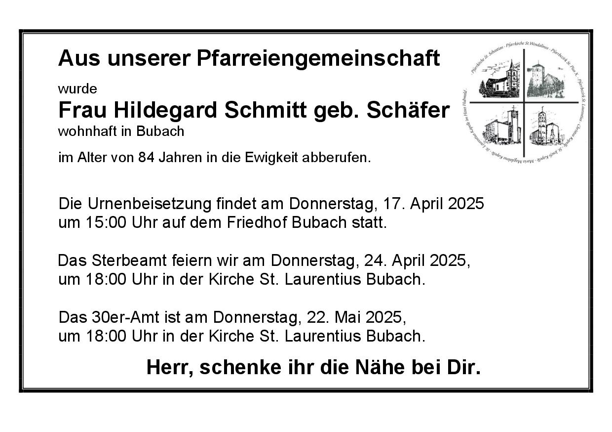 Schmitt Hildegard geb. Schäfer