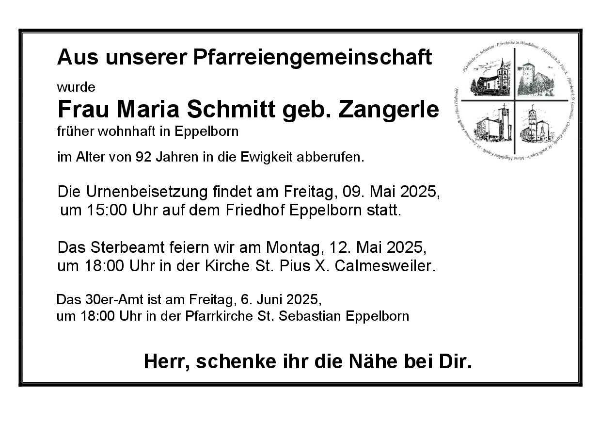 Schmitt Maria geb. Zangerle